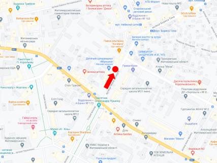 Backlight B in Zhytomyr, 2.3x3.14  Kocergi st. - st. Rihtera, bila "Ditacogo Svitu", Zitn'ogo rinku scheme