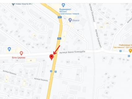 Billboard A in Bila Tserkva, 3х6  Vst. Pavlucenko perehresta z st. P.Zaporozca (bila central'nogo bazaru) scheme