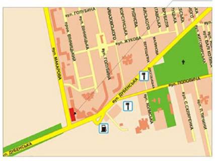 Billboard A in Rivne Dubens'ka st. - Makarova st. scheme