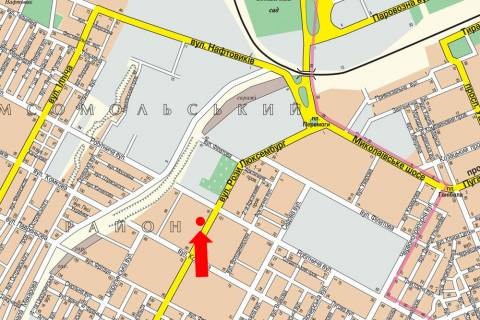 Billboard B in Kherson, 3x6  Stritens'ka st. (kol. Luksemburg st.), 15, bila supermarketu "Oskar" (flazok) scheme