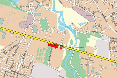 Billboard A in Zhytomyr, 3x6  Miru av., 37, bila supermarketu "Kolibris" scheme