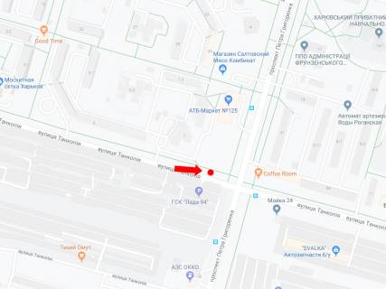 Billboard  in Kharkiv, 3x6  Tankopia st. - av. Grigorenka, na svitlofori, v storonu st. Harkivs'kih Divizij scheme