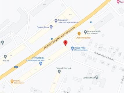 Billboard A in Melitopol Hmel'nic'kogo av., 89, apteka "Med Servis", NoDn153, prajs za rolik 10 sek 1 vihid/5 hvilin, z 8:00-22:00. Rozrahunok dla insih parametriv translacii utocnujte u menedzera. scheme