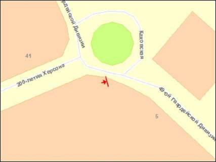 Billboard A in Kherson 200-ricca Hersona av. - 49-i Gvardijs'koi Divizii st. scheme