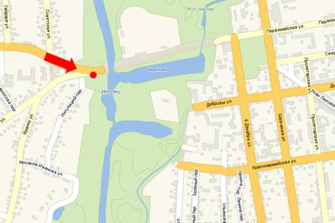 Billboard  in Oleksandria, 3x6  Persotravneva st., bila mostu, r. Ingulec' scheme