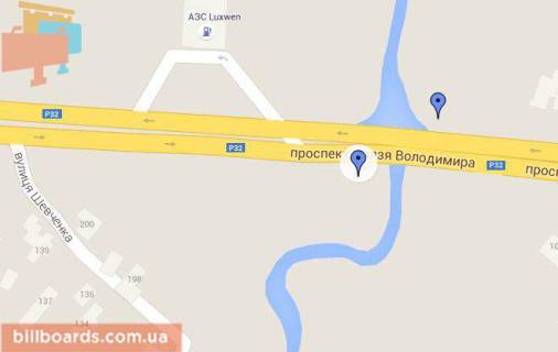 Billboard A in Bila Tserkva, 3х6  P-t K. Volodimira, mist cerez r.Protoka po napramku do st. Levanevanevs'kogo (z centru) scheme