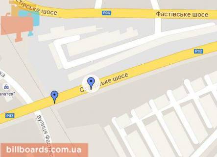 Billboard B in Bila Tserkva, 3х6  st. Skvirs'ke sose, Gorbatij mist napravlenna na Skviru scheme