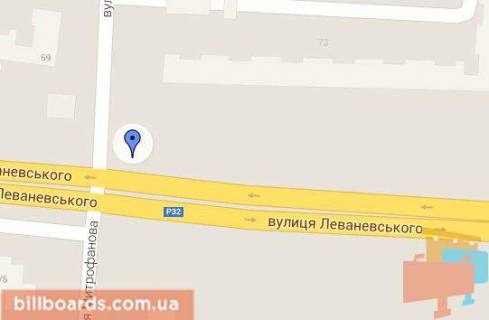 Billboard A in Bila Tserkva, 3х6  Vst. Levanevs'kogo perehresta z st. Mitrofanova (v'izd v misto zi storoni VAT "Rosava") scheme