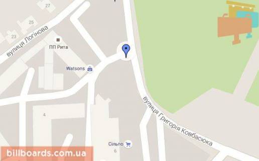 Billboard  in Bila Tserkva Loginova st. / Kovbasuka st. scheme