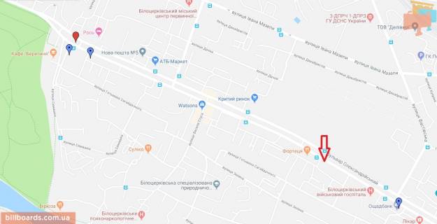 Billboard A in Bila Tserkva, 3х6  B-r. Oleksandrijs'kij, bud 113 (napramok v centr) scheme