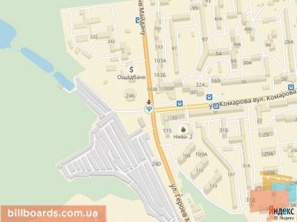 Billboard A in Chernivtsi, 3x6  Komarova st. - Geroiv Majdanu st. (kolis. Cervonoarmijs'ka st.) scheme
