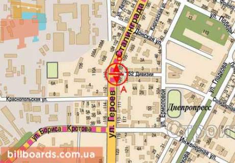 Prismatron, Prism  in Dnipro (Dnipropetrovsk) Hmel'nickogo av. (byvs. Geroev Stalingrada st.), 107 / 152-j divizii st., iz centra - 79133 scheme