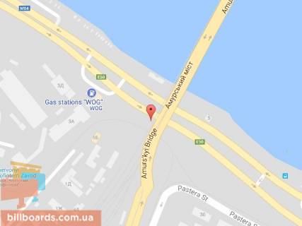 Billboard A in Dnipro (Dnipropetrovsk), 6х3  z'izd z Amurs'kogo mostu na pravij bereg v centr scheme