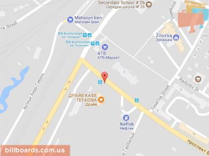 Billboard B in Dnipro (Dnipropetrovsk), 6х3  prosp. Manujlivs'kij (Voroncova), navproti bud.No1, v'izd i z'izd z Amurs'kogo mostu scheme