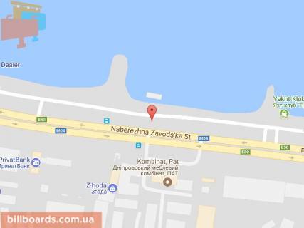 Billboard A in Dnipro (Dnipropetrovsk), 6х3  st. Naberezna Zavods'ka, 9B (cerez dorogu vid MK "Mebli Progres" z centru na svitlofori) scheme