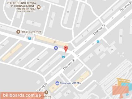 Billboard A in Dnipro (Dnipropetrovsk), 6х3  st. Osinna, 3 - st. B. Hmel'nic'kogo, ruh  v napramku prosp.Slobozans'kij scheme