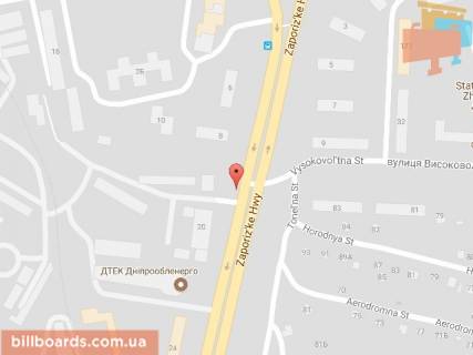 Billboard B in Dnipro (Dnipropetrovsk), 6х3  st. Zaporiz'ke Sose 20 - st. Visokovol'tna, v centr, v napramku TRC DAFI scheme