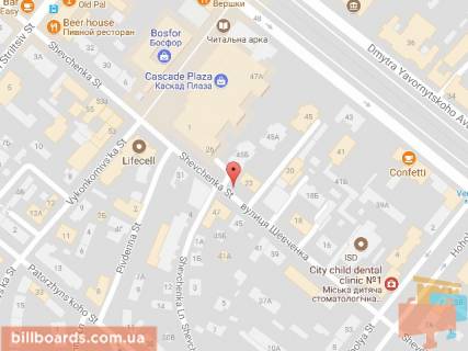 Backlight A in Dnipro (Dnipropetrovsk), 3.14х2.32  st. Sevcenka, 22, bila TC KASKAD PLAZA scheme