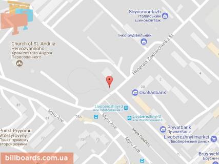 Billboard A in Dnipro (Dnipropetrovsk), 6х3  prosp. Miru - st. Generala Zaharcenka scheme