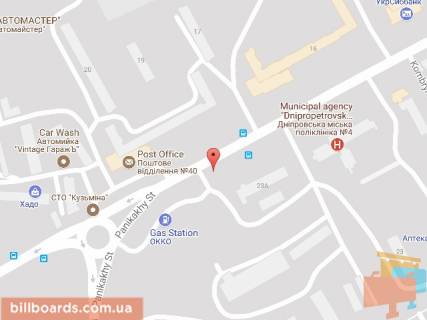 Billboard A in Dnipro (Dnipropetrovsk), 6х3  st. Panikahi, bila AZS, napramok ruhu do TC EPICENTR scheme