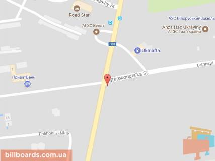 Billboard A in Dnipro (Dnipropetrovsk), 6х3  Zaporiz'ke sose - st.Starokodaks'ka, v'izd u misto, bila svitlofora scheme