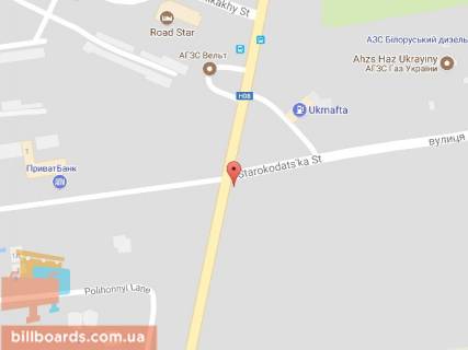 Billboard B in Dnipro (Dnipropetrovsk), 6х3  Zaporiz'ke sose - st.Starokodaks'ka, viizd z mista, bila svitlofora scheme