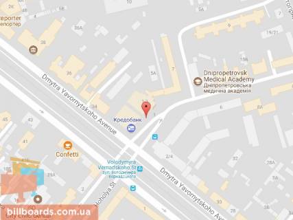 Citylight A in Dnipro (Dnipropetrovsk) Vernadskogo st. (byvs. Dzerzinskogo st.), 1-3 / Avornickogo av. (byvs. Marksa av.) scheme