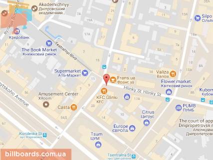 Citylight A in Dnipro (Dnipropetrovsk), 1.2х1.8  st. Moskovs'ka - st. Glinki scheme