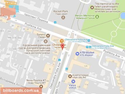 Citylight A in Dnipro (Dnipropetrovsk) Pola av. (byvs. Kirova av.), 2A - Puskina av., 25-27 scheme