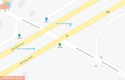 Billboard A in Dnipro (Dnipropetrovsk), 6х3  Donec'ke sose - st. Petrozavods'ka, napramok do Kajdac'kogo mostu, bila svitlofora scheme