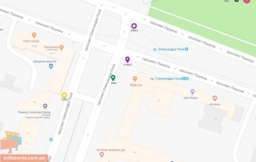 Scrolller, Scroll A in Dnipro (Dnipropetrovsk), 3.14х2.32  prosp. Oleksandra Pola - prosp. Puskina, bila "ATB", bila svitlofora - 169425 scheme