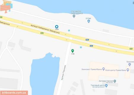 Billboard B in Dnipro (Dnipropetrovsk), 6х3  st. Pavlova - st. Naberezna Zavods'ka, na svitlofori scheme