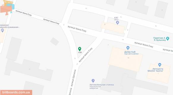 Billboard A in Dnipro (Dnipropetrovsk), 6х3  st. Ivana Ezau, v rajoni bud. No 7 A, na rozdilovomu trikutniku scheme
