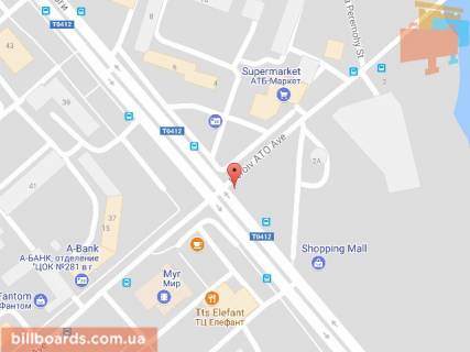 Billboard B in Kam'yanske (Dniprodzerzhinsk), 6х3  prosp. Peremogi - prosp. Geroiv ATO(1), napramok do Elizavetivs'kogo sose, bila svitlofora scheme