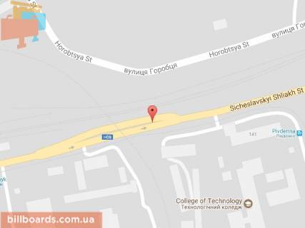 Billboard A in Kam'yanske (Dniprodzerzhinsk), 6х3  st. Siceslavs'kij slah (r-n z/d mosta VAT "Baglijkoks") - na rozdilovij smuzi, napramok do viizdu z mista scheme