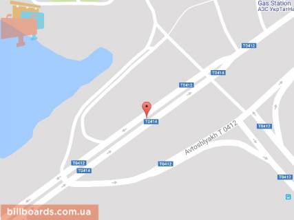 Billboard A in Kam'yanske (Dniprodzerzhinsk), 6х3  Elizavetivs'ka trasa (na rozdilovij smuzi v rajoni mostovogo perehidu), napramok do viizdu na novij mist scheme