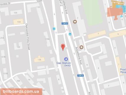 Billboard B in Kam'yanske (Dniprodzerzhinsk), 6х3  prosp. Anoskina, 121 (transportna rozv'azka), zaizd na mist v napramku livogo beregu scheme