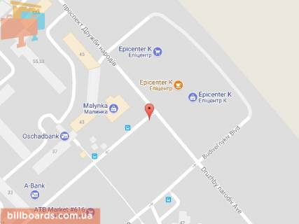 Billboard A in Kam'yanske (Dniprodzerzhinsk), 6х3  prosp. Druzbi Narodiv, navproti gipermarketu "Epicentr"(4) scheme
