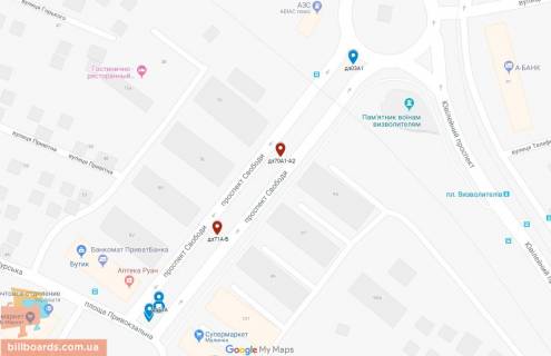 Billboard A in Kam'yanske (Dniprodzerzhinsk), 6х3  prosp. Svobodi, 95, ruh vid zaliznicnogo vokzalu scheme