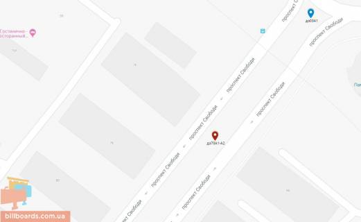 Billboard A in Kam'yanske (Dniprodzerzhinsk), 6х3  prosp. Svobodi, 95, ruh do zaliznicnogo vokzalu scheme