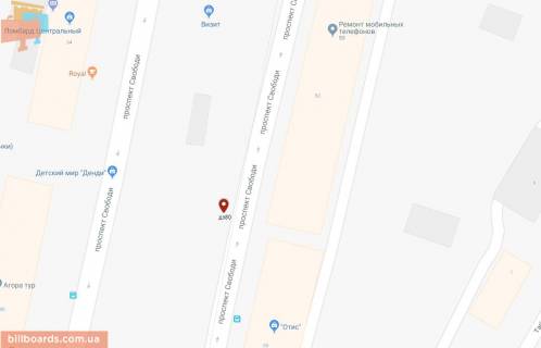 Billboard B in Kam'yanske (Dniprodzerzhinsk), 6х3  prosp. Svobodi, navproti bud. No53 scheme