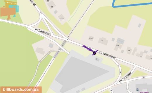 Billboard  in Gostomel Sevcenko st. - Ckalova st. scheme