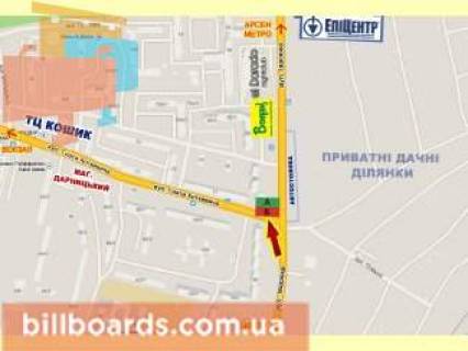 Billboard B in Ivano-Frankivsk Ivasuka st. - Hotkevica st., do supermarketiv "Arsen", "Epicentr" scheme