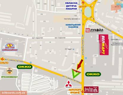 Billboard A in Ivano-Frankivsk, 3х6  Konoval'ca-Petluri,naproti OKKO (GM "Velmart") scheme