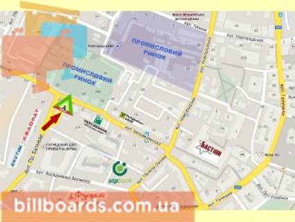 Billboard B in Ivano-Frankivsk, 3х6  Ivasuka - Ugornic'ka mag.Zelenij svit scheme