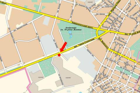 Billboard B in Kropyvnytskyi (Kirovograd), 3x6  Tamma st. (kol. Geroiv Stalingradu st.) / Volkova st., rinku, Budinku mebliv scheme