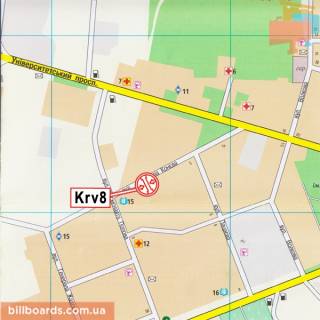 Billboard A in Kropyvnytskyi (Kirovograd) Kovalenka Uria st. (kolis. Koneva st.), 13, navproti scheme