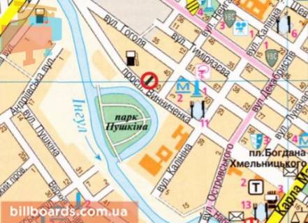 Billboard B in Kropyvnytskyi (Kirovograd), 3х6  prospekt Vinnicenka/provulok Nejgauza scheme