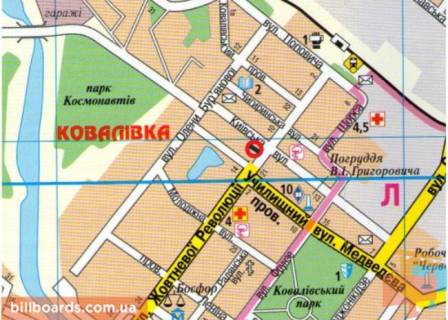 Billboard A in Kropyvnytskyi (Kirovograd), 3х6  st. Uria Olefirenka (st. Frunze ) scheme