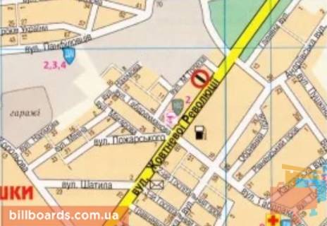 Billboard A in Kropyvnytskyi (Kirovograd), 3х6  st. Vokzal'na (st.Zovtnevoi Revolucii)  scheme